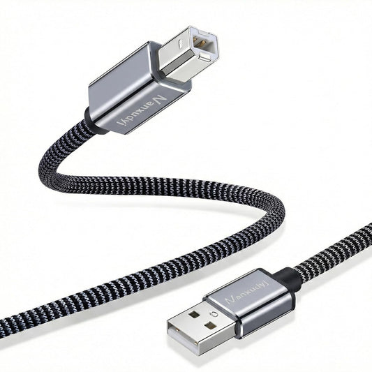 Nanxudyj 3ft,USB 2.0 Printer Cable Type A Male to B Male Braid Cables Scanner Cord High Speed USB Printer Cable