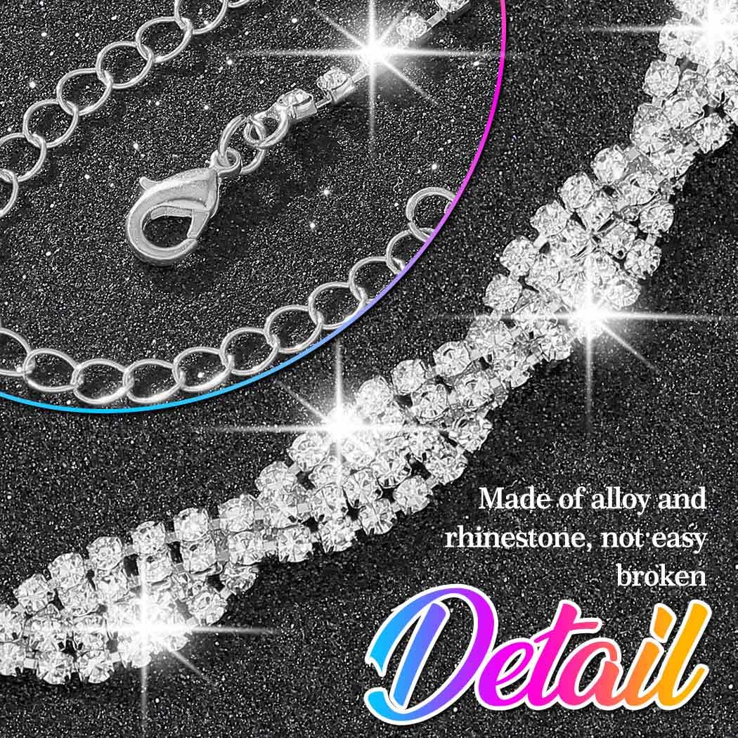 Brishow Bridal Choker Necklaces Set Silver Wedding Jewelry Sets Formal Rhinestone Necklace and Earring Set for Women (silver)