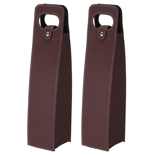 PATIKIL Wine Gift Bag, 2 Pack Wine Bag Reusable Leather Wine Tote Carrier for Wine Bottles Portable Champagne Gift Bags for Picnic Party Wedding, Brown