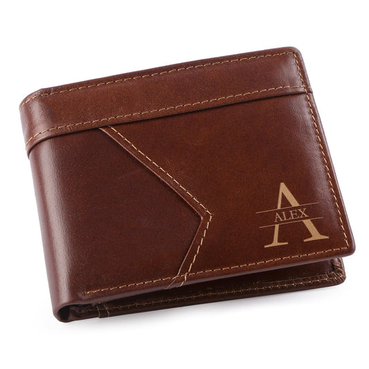 Personalized Genuine Leather Wallet for Men with Custom Name & Initial – Fathers Day Gift for Dad, Husband,Boyfriend– RFID Blocking Bifold Wallet, Unique Customized Gift for Men (Style 1)