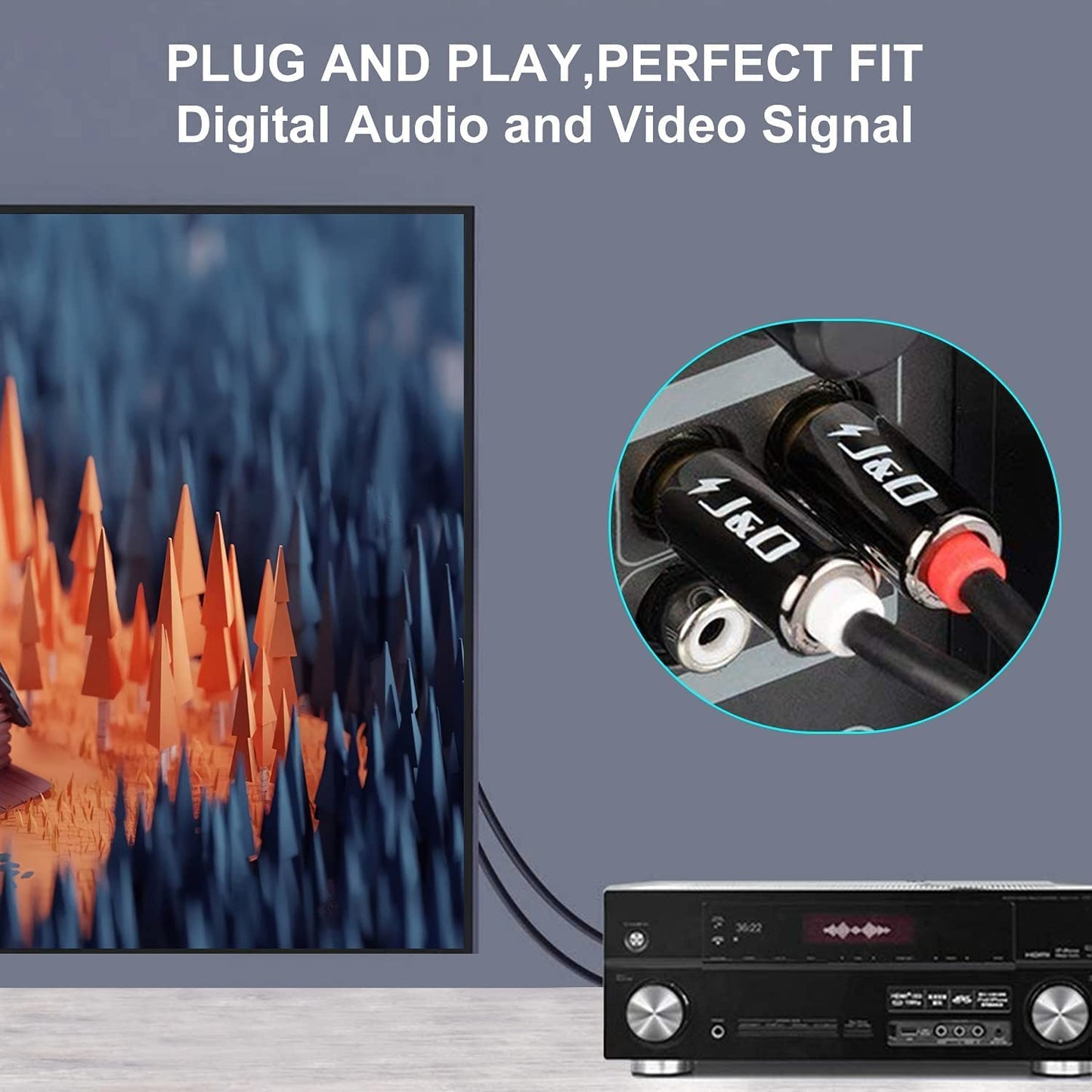 1/4 2X6.35mm 20 J&D to RCA Cable, Gold Plated Copper Shell Heavy Duty TS to Dual RCA Stereo Audio Interconnect Cord