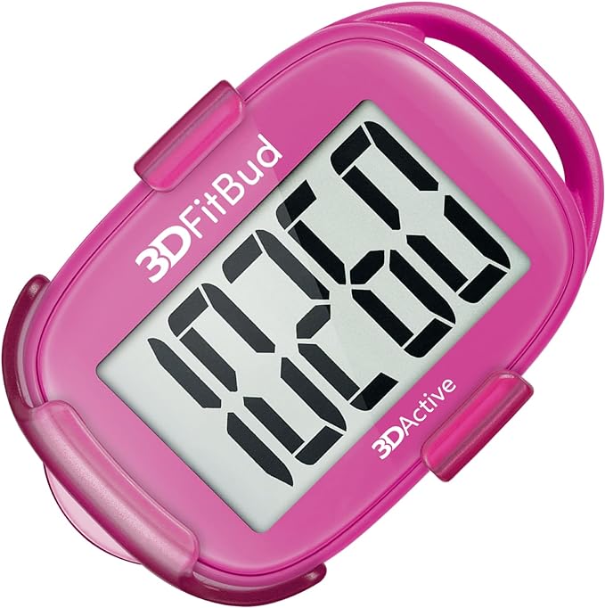 3DFitBud Simple Step Counter Walking 3D Pedometer from 3DActive with Clip & Lanyard - A420S