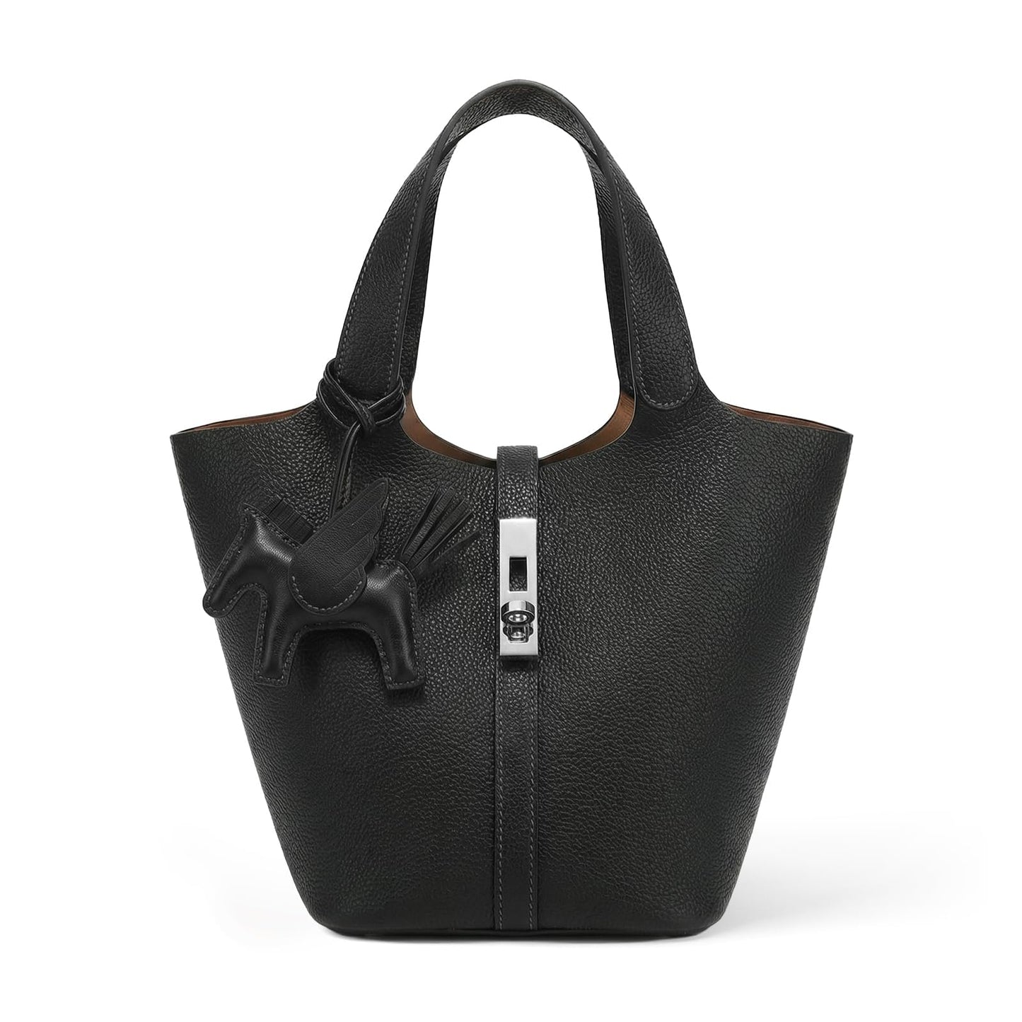 Kadynow Tote Bag for Women Vegan Leather Bucket Purse for Women Crocodile Pattern Top Handle Handbag Shoulder Bag with Detachable Small Purse New Black