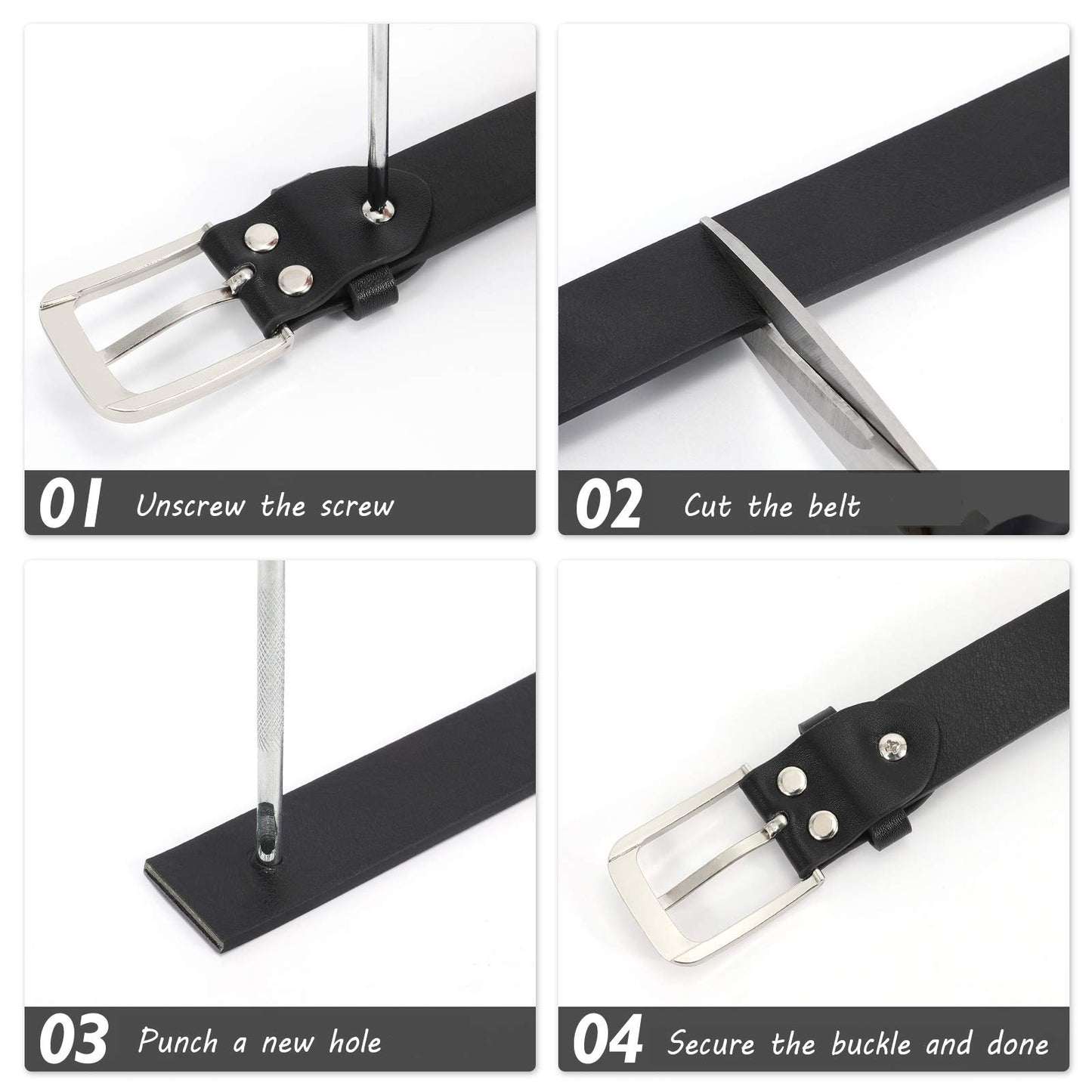 WHIPPY Women Casual Leather Belt for Jeans Pants, Fashion Ladies Waist Dress Belt Black Buckle Black M