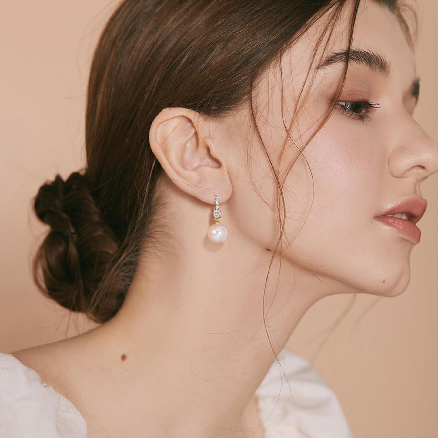 Pearl Earrings for Women 14K Gold Plated Hypoallergenic Pearl Earrings 5A Cubic Zirconia Dangle Earrings Elegant Jewelry (2-Gold-Pink)