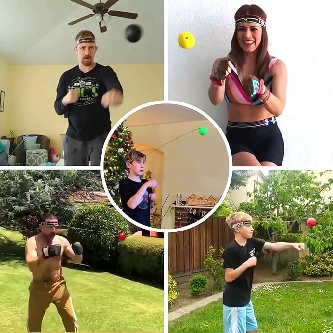 TEKXYZ Boxing Reflex Ball, 2 Difficulty Levels Boxing Ball with Headband, Perfect for Reaction, Agility, Punching Speed, Fight Skill and Hand Eye Coordination Training