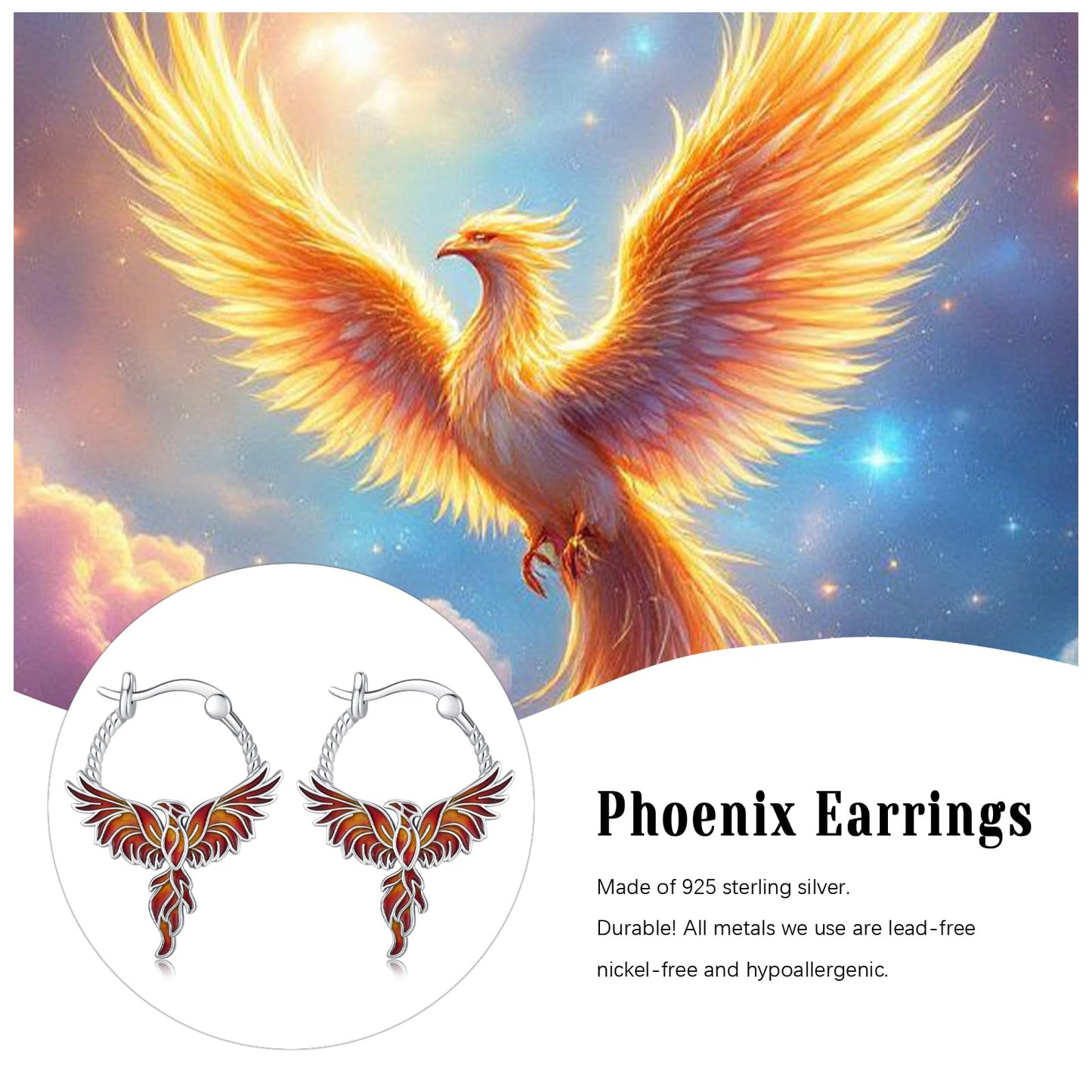 JUSTKIDSTOY Phoenix Earrings for Women 925 Sterling Silver Rising Phoenix Huggie Hoop Earrings Jewelry Graduation Gifts for Wife Daughter Her