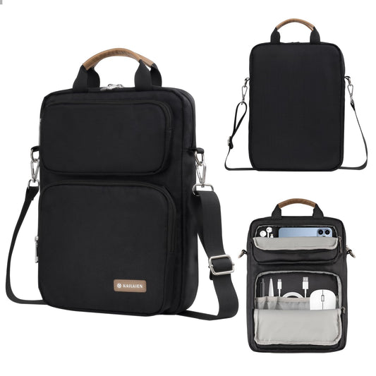 Kailaien 10-13 Inch Tablet Sleeve Bag, Ipad Bag for 13 In/11 in New iPad Pro M4 & 13 in Air M2 2024,iPad Pro 12.9 M2&M1,Ipad 10.9,Galaxy Tab S8+/S9+ 12.4,with Removable Shoulder Strap(Black)