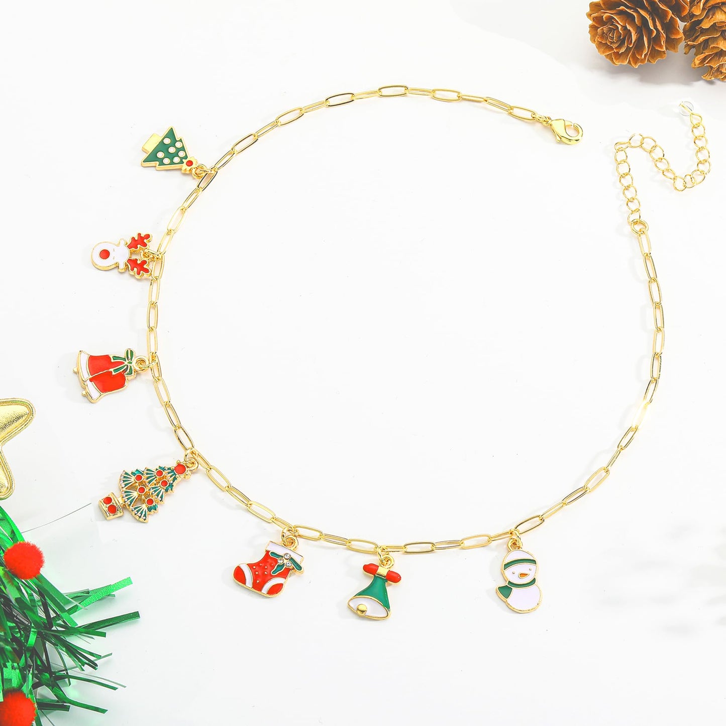 Lydow Christmas Necklaces Jewelry Gifts for Women, Charm Christmas Tree Snowflake Accessories Snowman Jingle Bell Reindeer Winter Xmas Party Holiday
