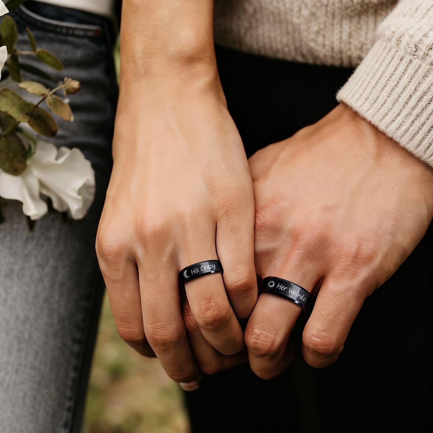 VNOX Customize Jewelry-6MM Black Stainless Steel Beveled Edge Matte Brushed Finish Rings for Men Women,Size 11