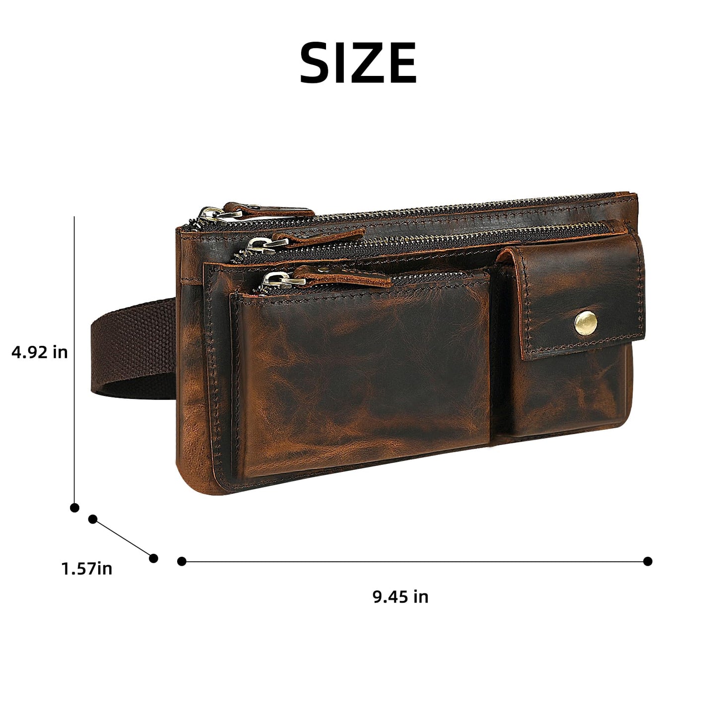Handadsume Genuine Leather Hiking Riding Travel Fanny Waist Pack Small Phone Pouch For Men Women FB811-29 (100% Leather-Brown)