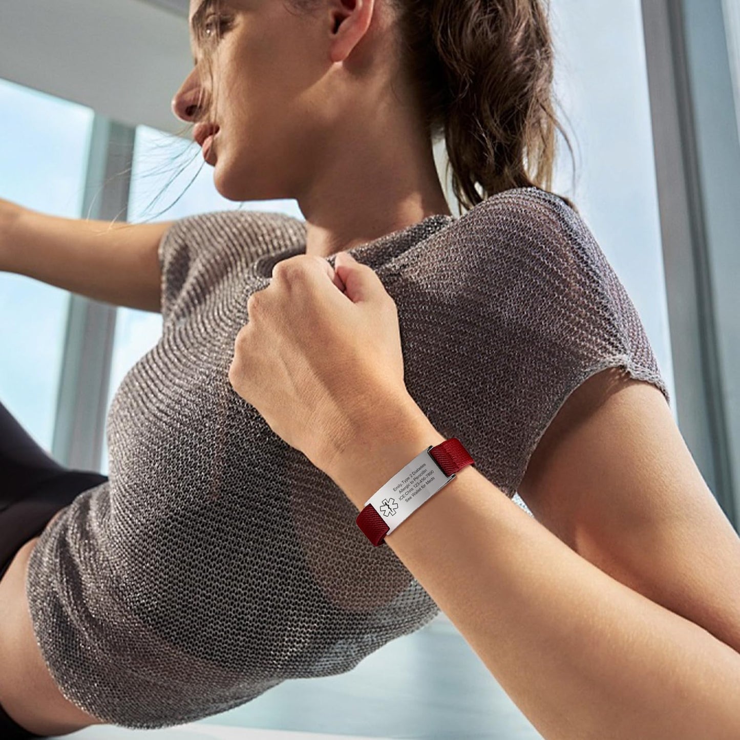 VNOX Medical Alert Bracelets for Men & Women with Free Engraving Adjustable Stainless Steel Mesh Emergency Medical ID Bracelets Wristband