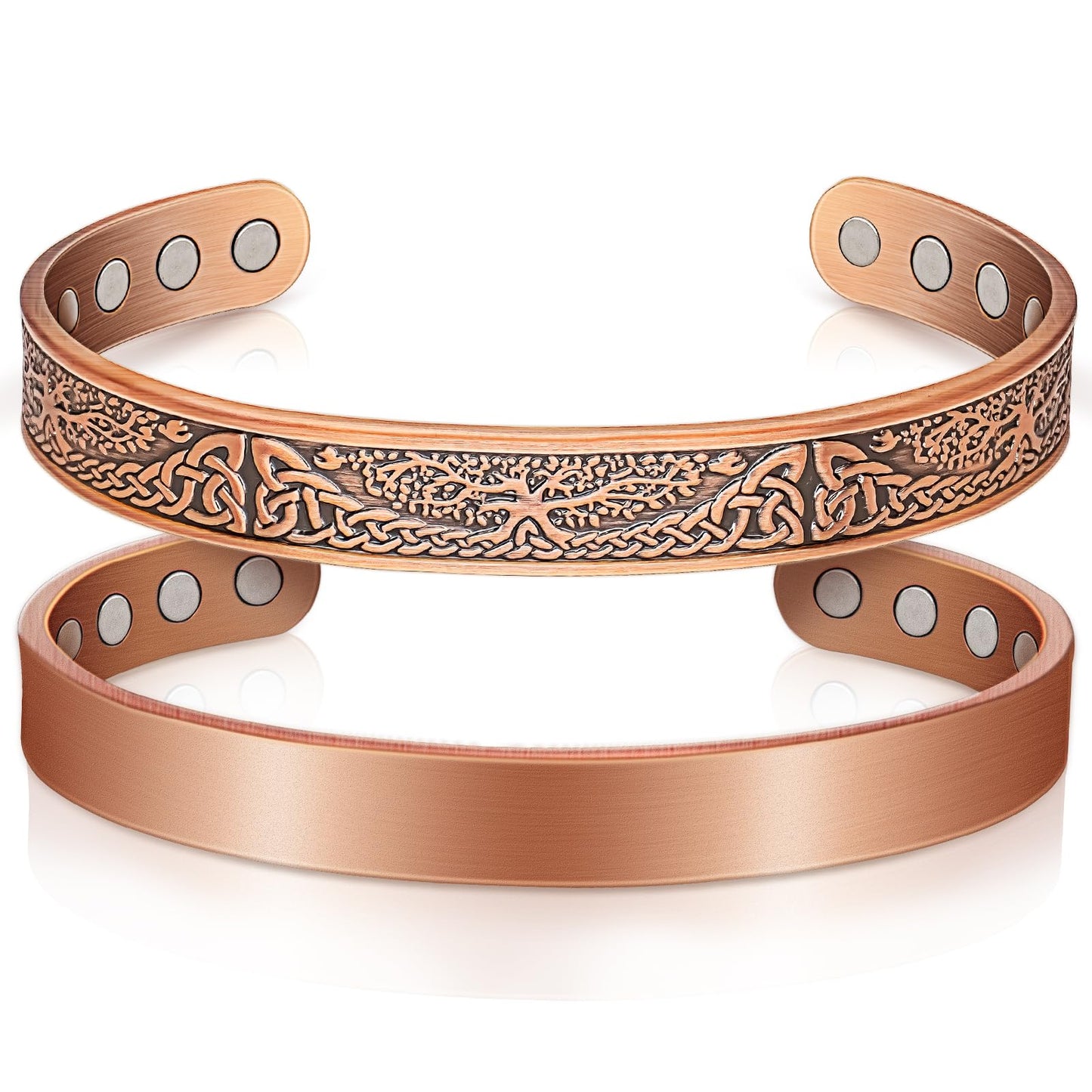 Auramag Copper Bracelets for Women, Magnetic Copper Bracelets for Women with 3500 Gauss Magnets, Adjustable Jewelry with Gift Box (2PCS)