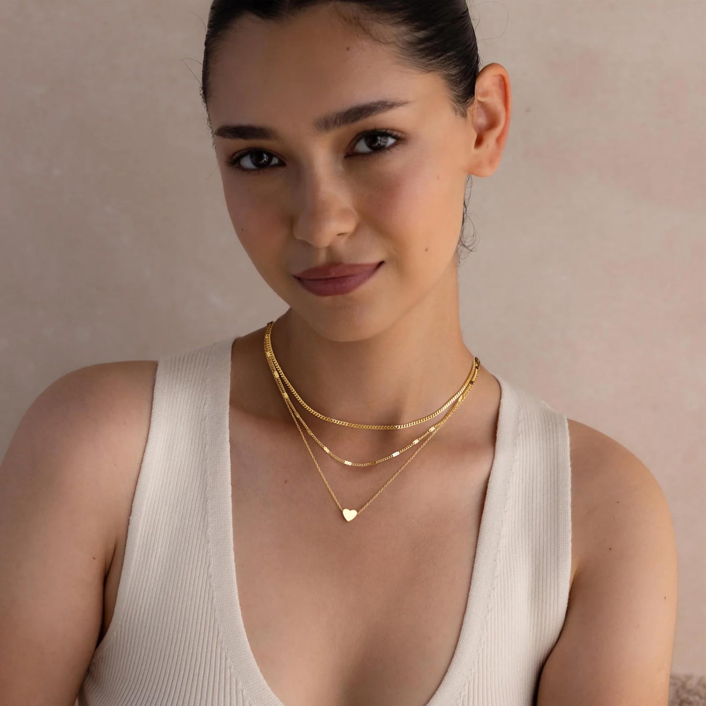 Poxtex Layered Tiny Gold Heart Necklaces for Women, Dainty Stackable Cute Heart Pendant Choker Necklaces, Valentine Gifts for Mom Wife Girlfriend Sister Friend Women Beauty Gifts for Young Women