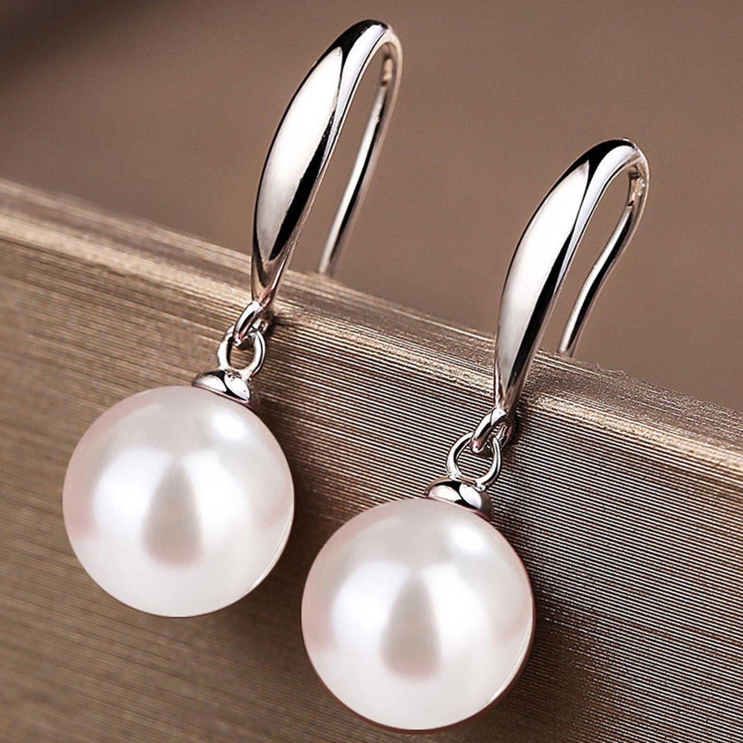 12mm Natural Ocean Pearl Freshwater Cultured Colorful Simulated Beads Drop Dangle Earrings Elegant Birthday Wedding Party Costume Prom Statement Jewelry for Women-cream