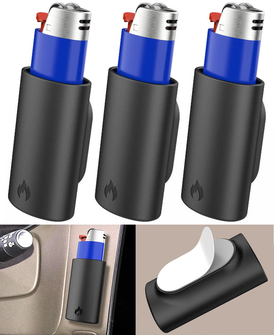 Femlotank Silicone Lighter Holder with 3M Adhesive – Multi-Purpose Chapstick Holder for Lip Balm, Keys, Small Essentials – Weatherproof, Strong Hold for Indoor & Outdoor Use 3 Pack Black