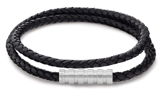 Calvin Klein Jewelry Men's Braided Leather Bracelet, Color: Black (Model: 35000093)