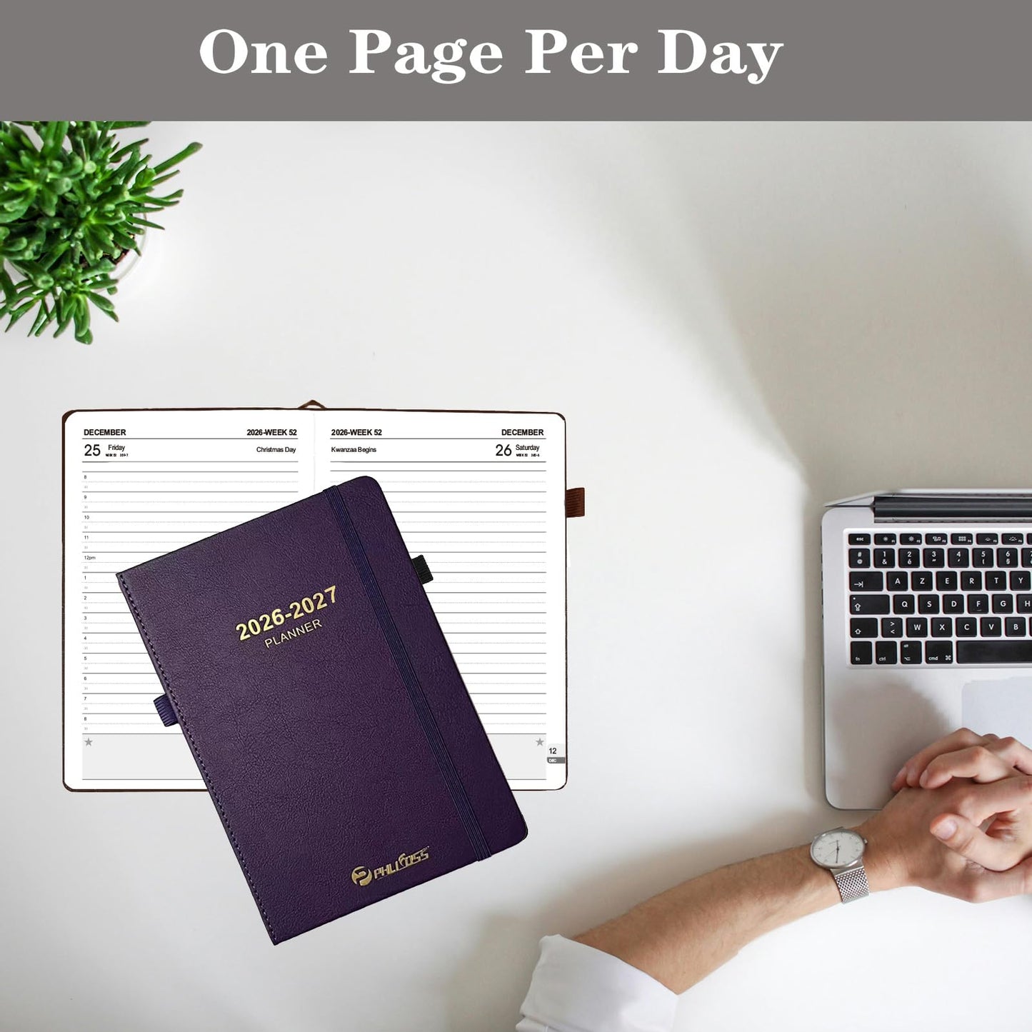 Daily Planner 2026-2027, One Page Per Day, Academic Calendar (July 2026 - June 2027), Appointment Book with Time Slots and Monthly Tabs, 5.7" x 8.25", Pocket, Leather Cove (Lake Green)