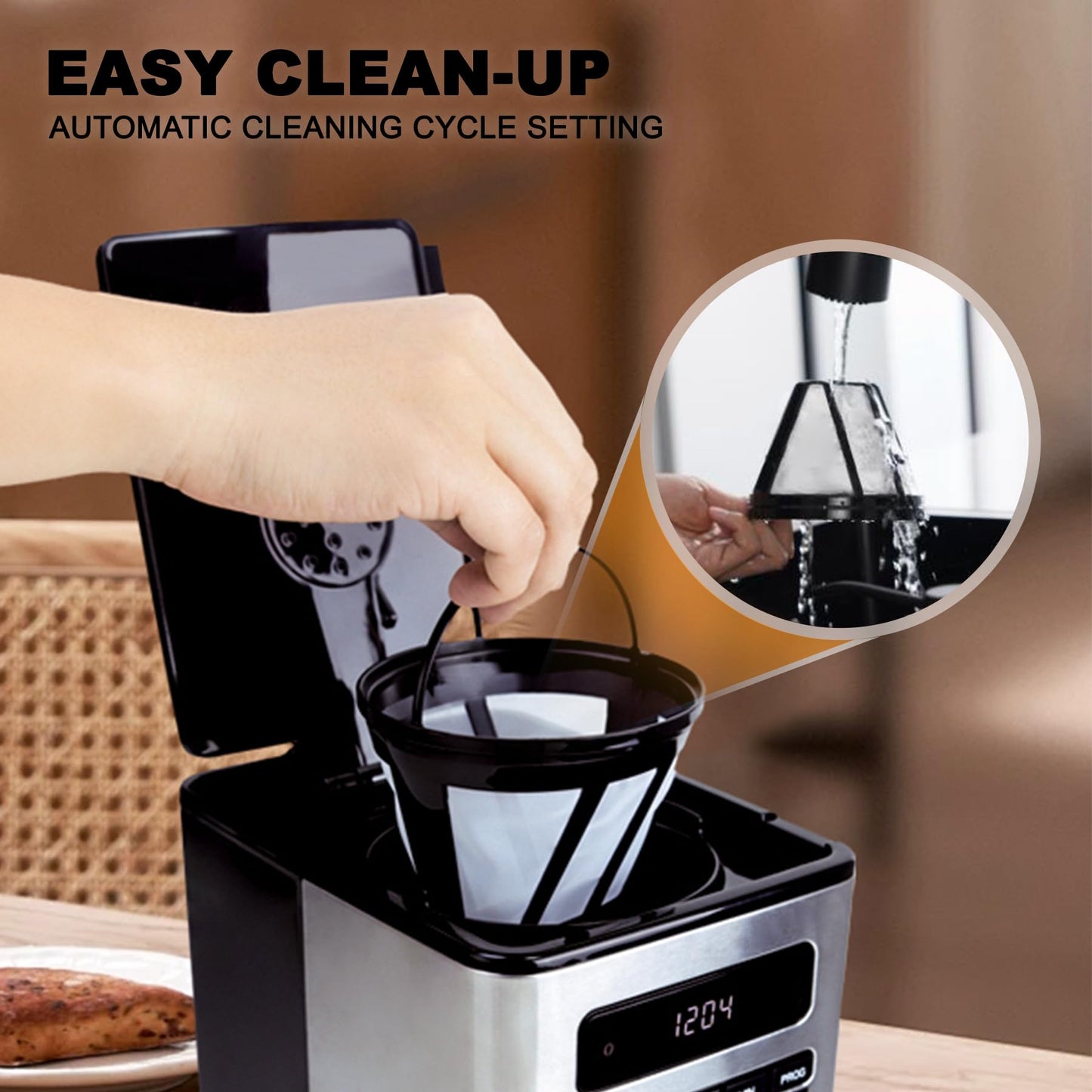 REVOTRA 12-Cup Programmable Coffee Maker, Regular & Strong Brew Drip Coffee Machine, 1-4 Cup and Ice Coffee Setting, 24H Timer, Auto Shut-Off, Keep Warm, Pause & Serve
