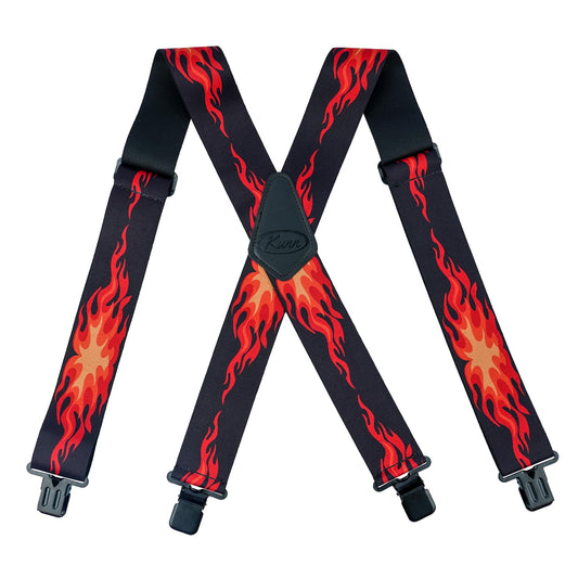 KUNN Suspenders for Men 2Inch Wide Adjustable Elastic Suspender Heavy Duty Clips Work Suspenders