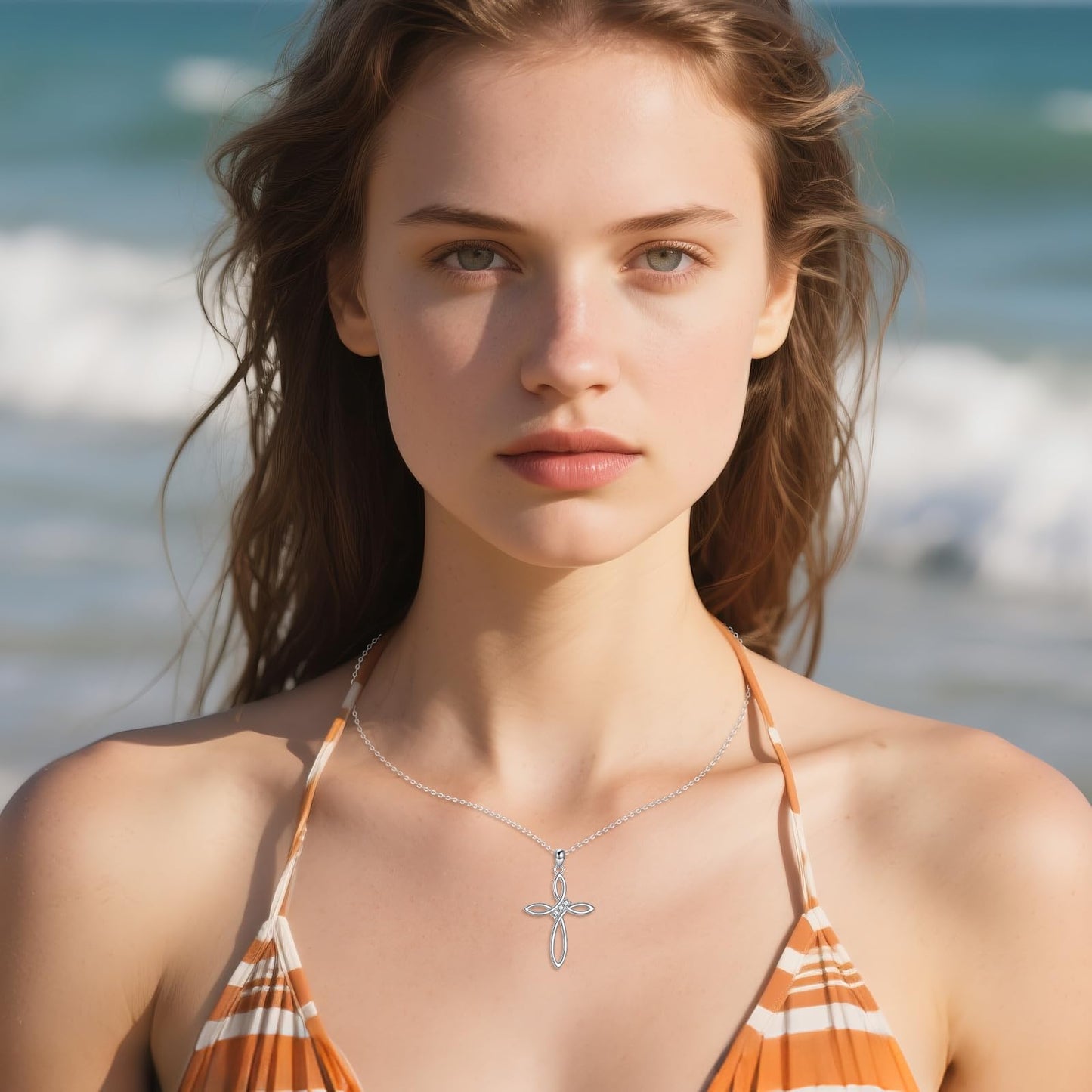 VONALA Valentine's Day Gifts 925 Sterling Silver Celtic Knot Cross Necklace for Women Birthstone Cross Pendant Necklace Birthday Jewelry Gifts for Women