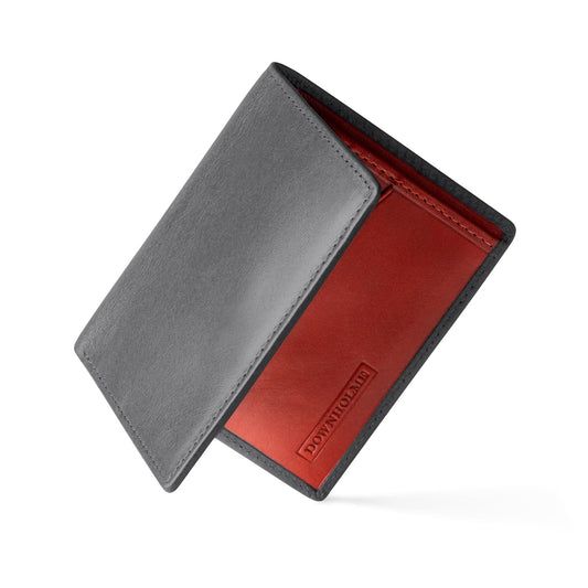 Downholme Men's Bifold Slim Silhouette Leather Wallet (Pewter Gray)