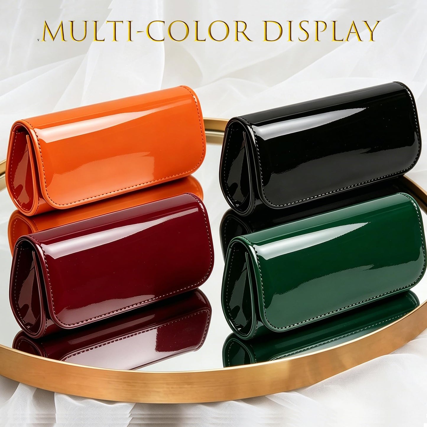 BYWAUQI Patent Leather Clutch Purses for Women Envelope Evening Bag with Detachable Chain for Formal Wedding Cocktail Party Prom Burgundy