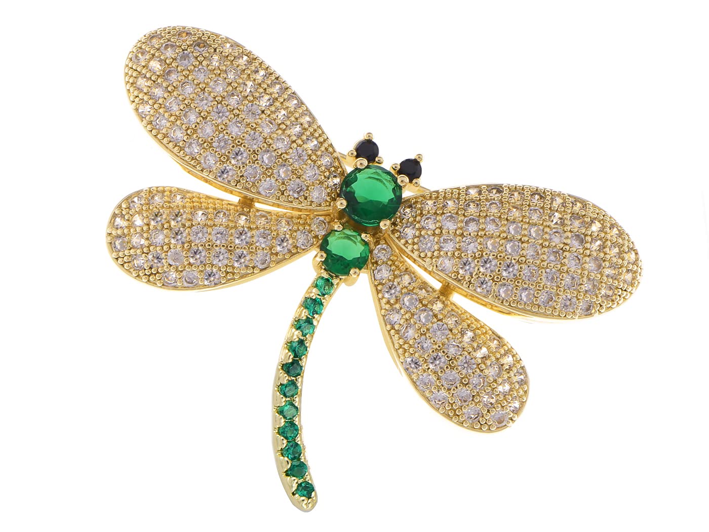 Alilang Silvery Fashion Crystal Rhinestone Dragonfly Wings Insect Brooch Pins, Gold