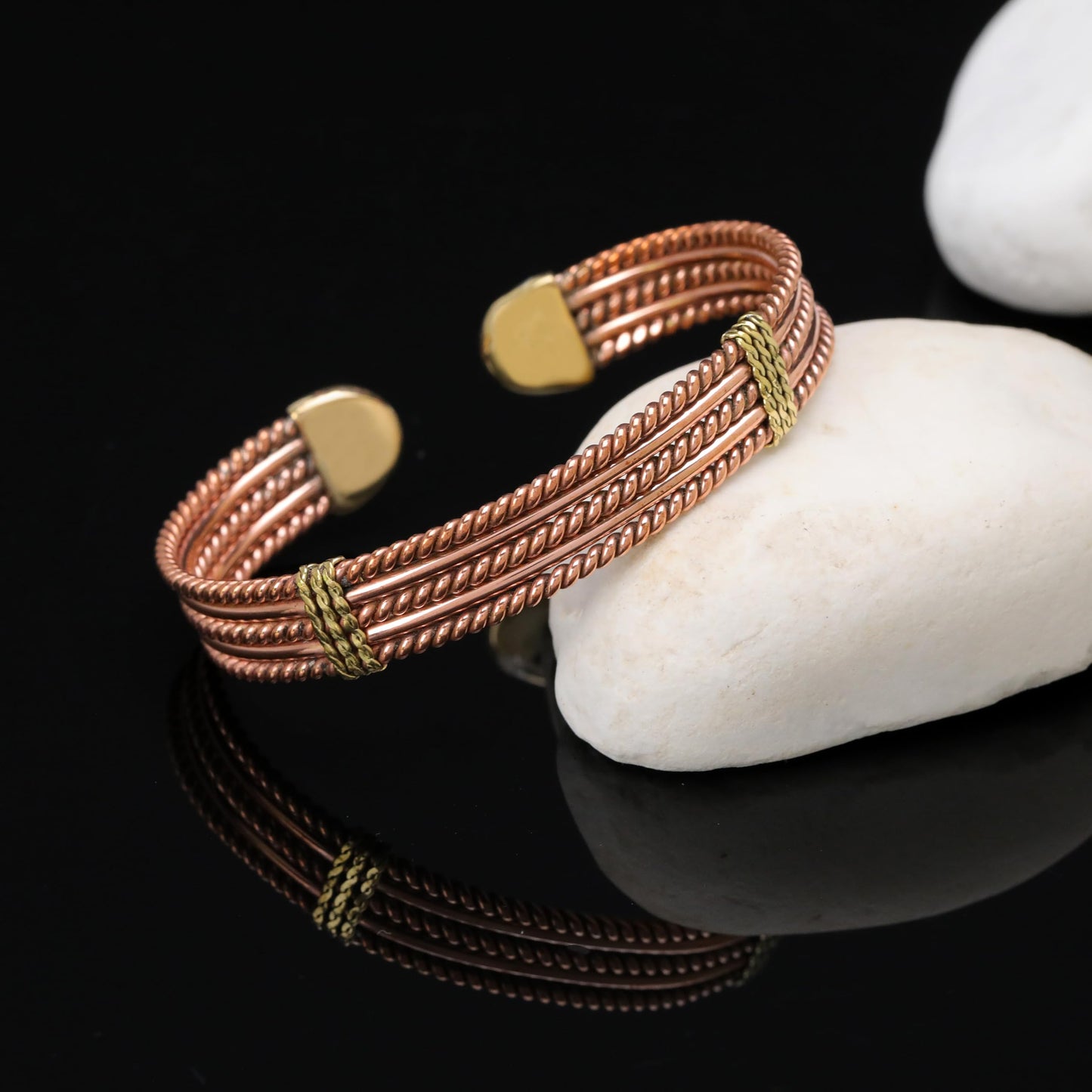tunarts Handmade Elegant Copper Bracelet for Women - Pure Copper Bracelet for Pain Relief and Stress Relief - Adjustable Entwisted Copper Bracelet to Fit many Size Wrist(fancy knitted) (twisted)