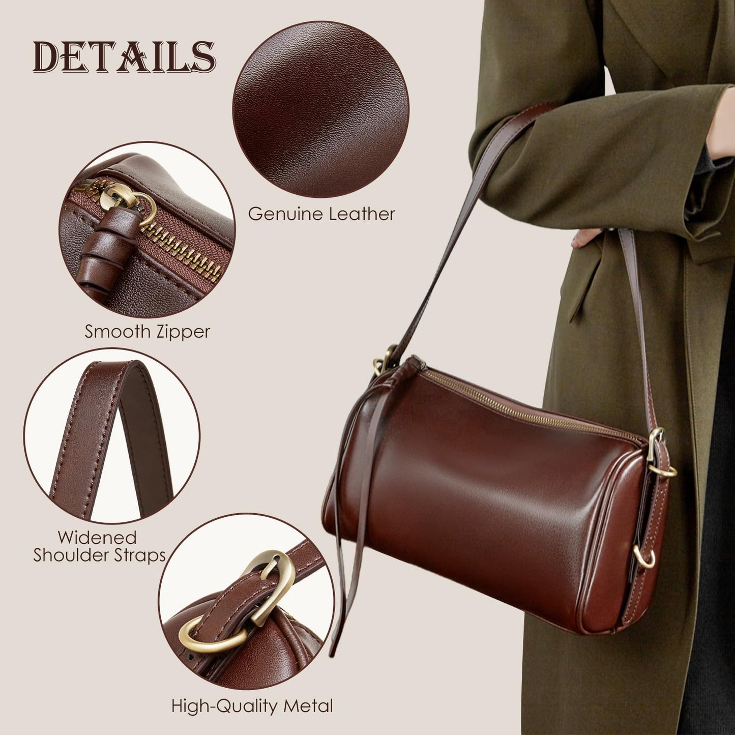 Leather Crossbody Bags for Women, Hobo Bags for Women Crossbody Purse with Adjustable Strap (Black)