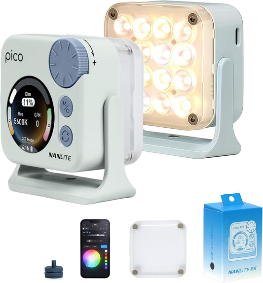 NANLITE Pico Portable LED Fill Light Full Color RGB, Snap-On Attachment for Phone/Camera Photography, Live Streaming