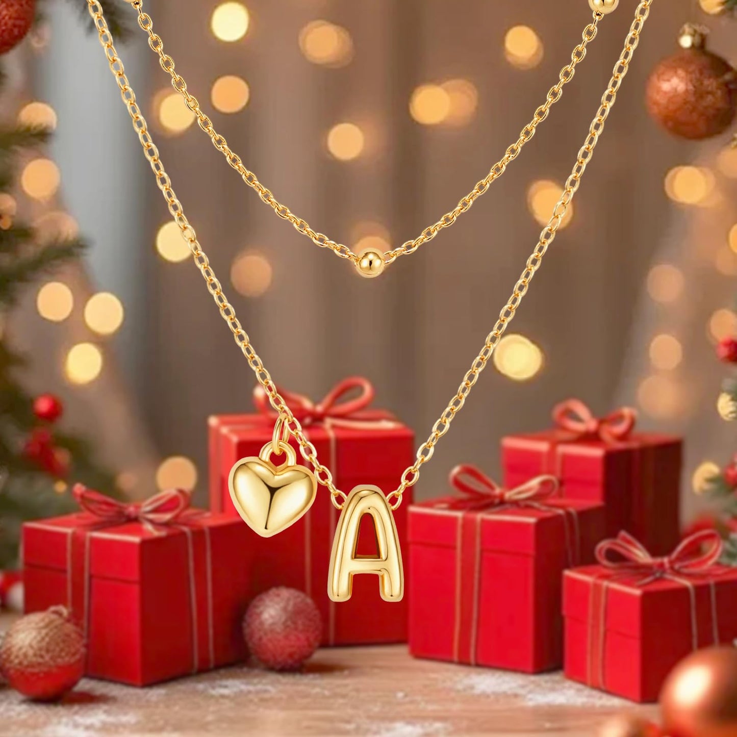 adoyi Gold Heart Initial Necklaces for Women Hers Dainty 14K Gold Plated Heart Layered Letter A Pendant Necklace Stack Trendy Jewelry Birthday Valentines Gifts for Women Jewelry
