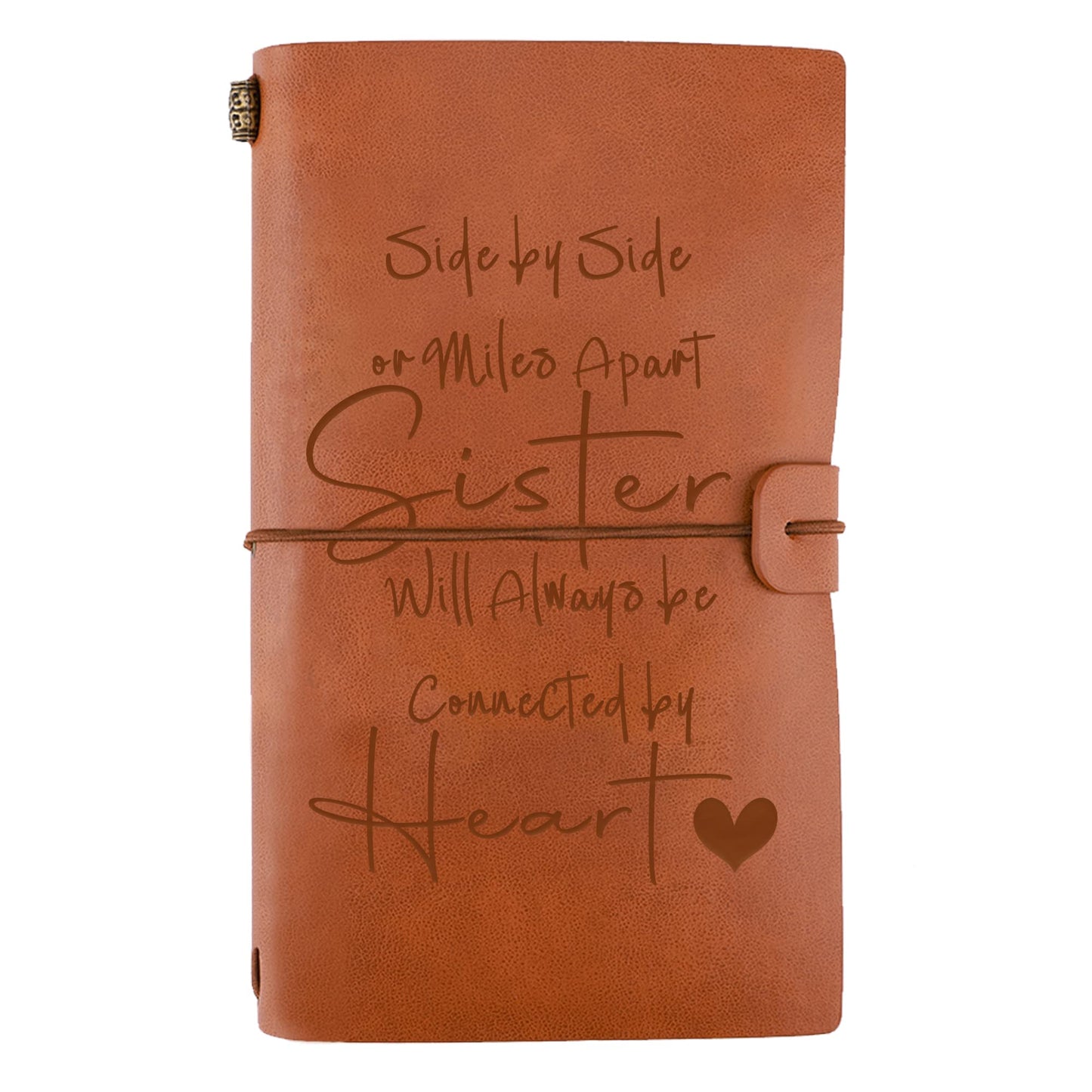 JOYKWE Friendship Gifts for Best Friend Gift from Sister Leather Journal Present for Sister - Side by Side or Miles Apart Friendship Gift for Women Friends Birthday Wedding Keepsake from Brother