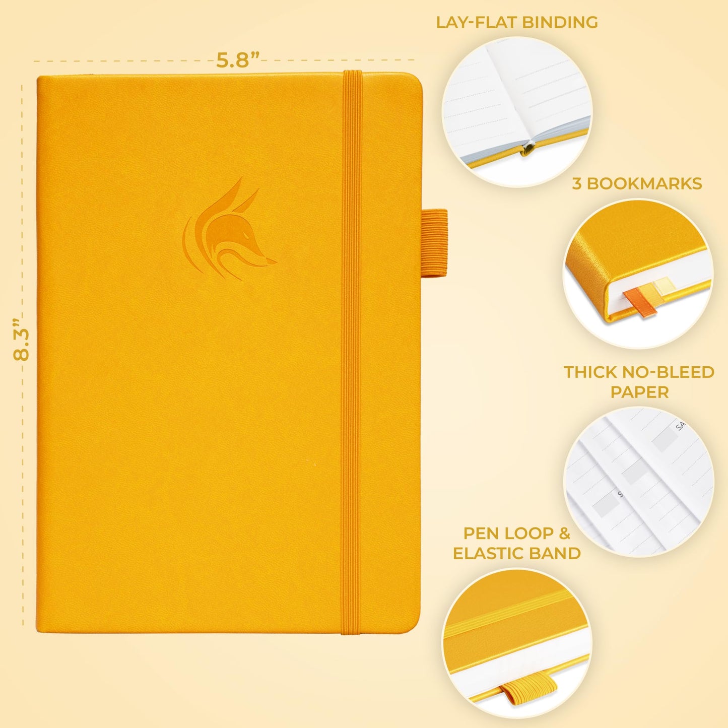 Clever Fox Planner Schedule – Undated Weekly & Monthly Life Planner with Time Slots, Appointment Book & Daily Organizer, A5 (Yellow)