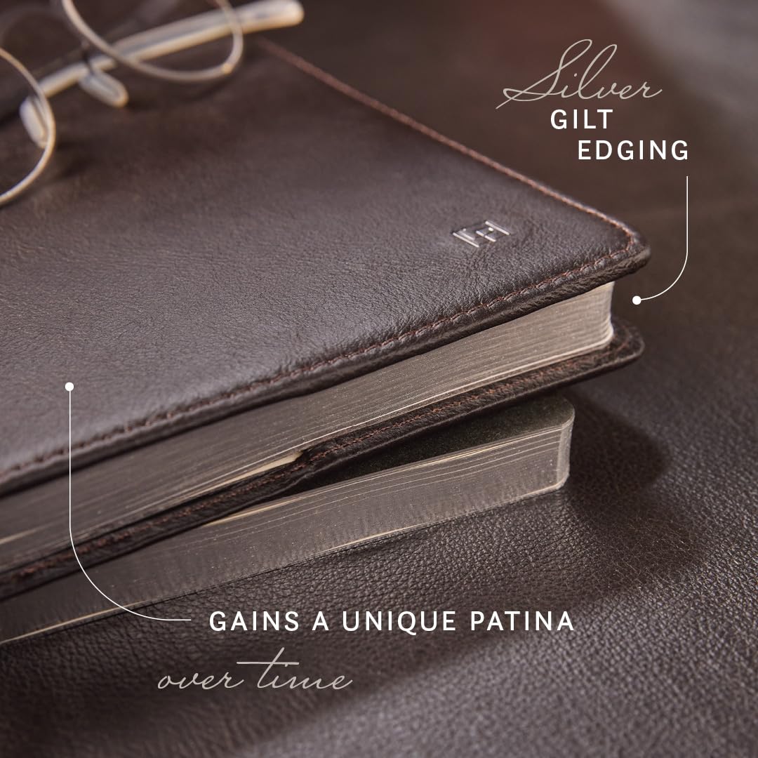 Leatherpress Refillable Journal, Fedora Black Full-Grain Leather Notebook Cover with Insert, 160 Lined Pages, 120 gsm Acid-free Paper, Blank, Lined, Dotted Refills Available, 8” x 5.75” Insert Size