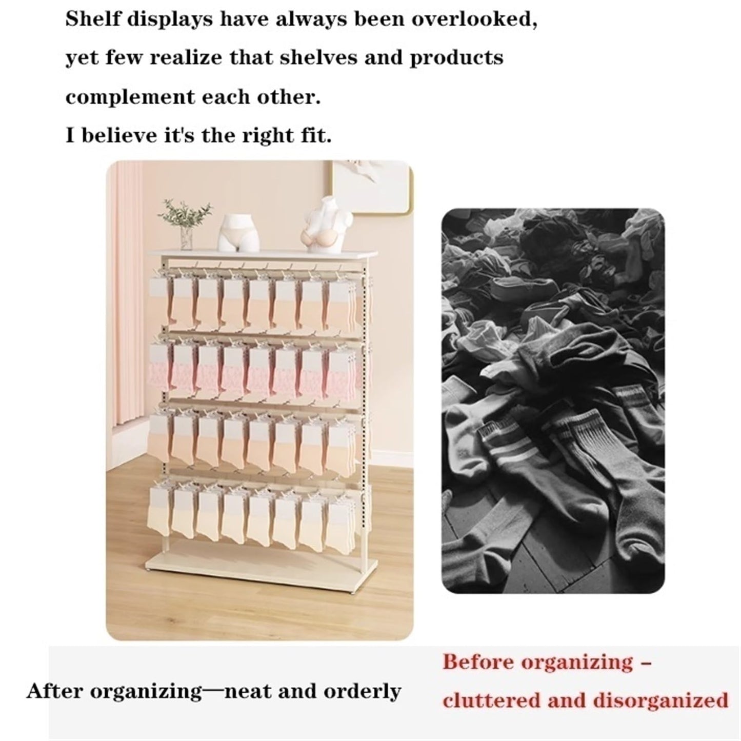 Mobile Lingerie Bra Rack Swimsuit Organizer Hanger, Anti-Slip, Underwear Display Stand with Wheels, Commercial Clothing Store Shelf, for Shorts,Hats, Sock, 3 Tier(Black,100 * 40 *