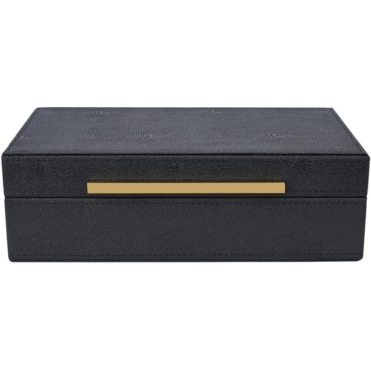 XIGEXIGE Small Black Shagreen box Faux Leather Decorative Box,Keepsake And Memory Storage Decorative Boxes with Lids for Modern Home Decor Jewelry Box Organizer