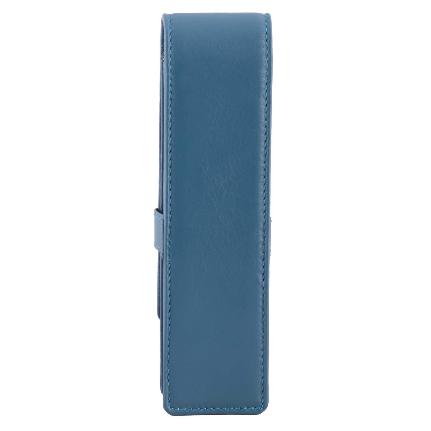 DiLoro Leather Pen Case Pouch Holder for Two Fountain Ballpoint Rollerball Pens or Pencils (Sololio Blue)