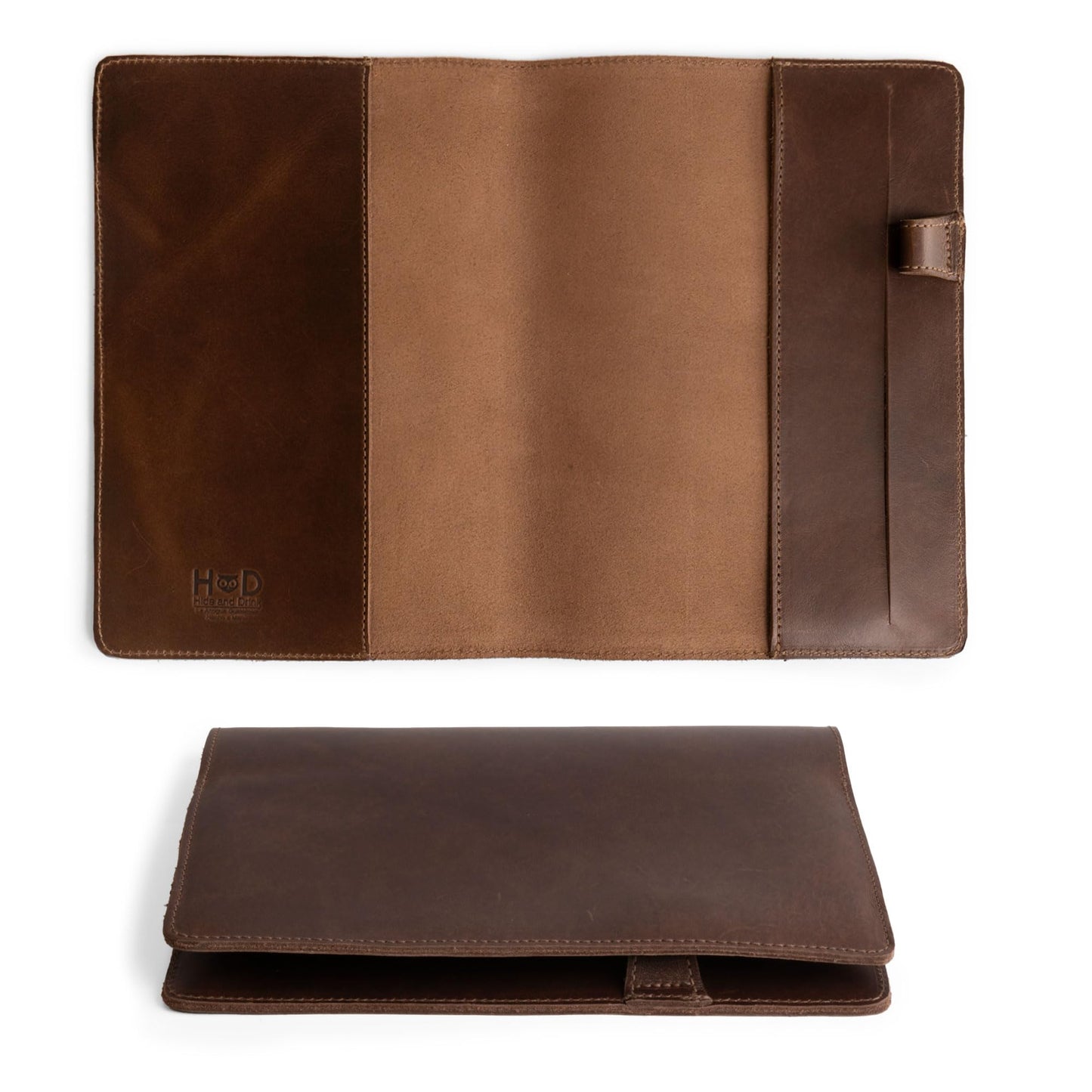 Hide & Drink, Case for Hardcover Leuchtturm A5 (5.75 x 8.25 in.) Notebook, Protective Cover for Journal, Personal Planner, Full Grain Leather, Handmade Writing Accessory (Bourbon Brown, A5)
