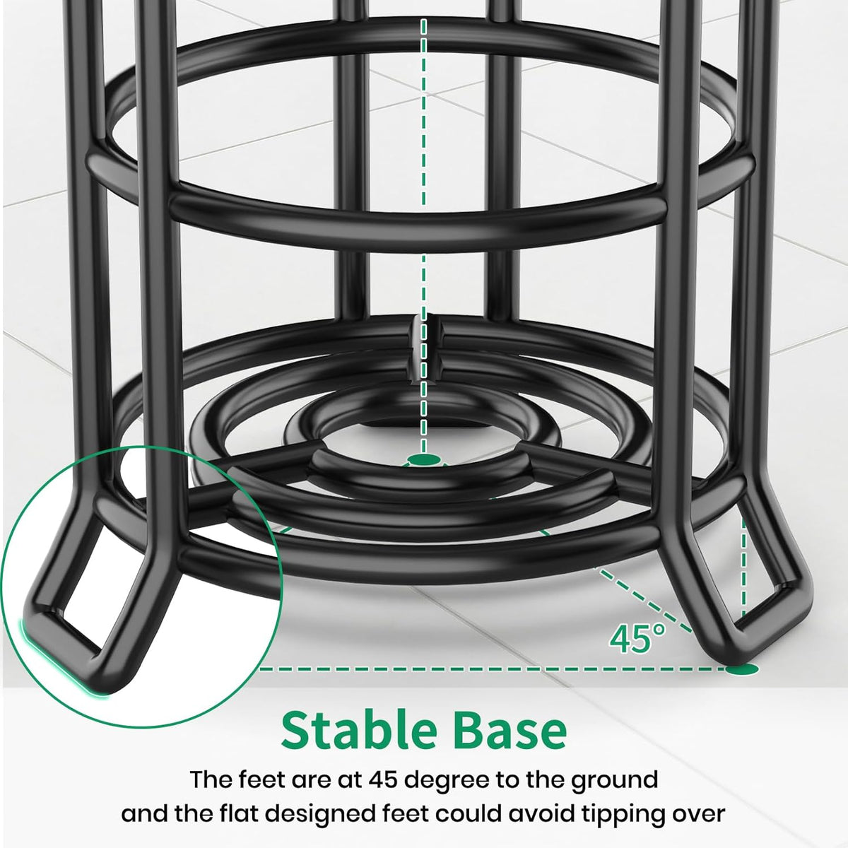 TomCare Toilet Paper Holder - Free-Standing Metal Wire Dispenser for 3 Spare Rolls | Black Bathroom Organizer