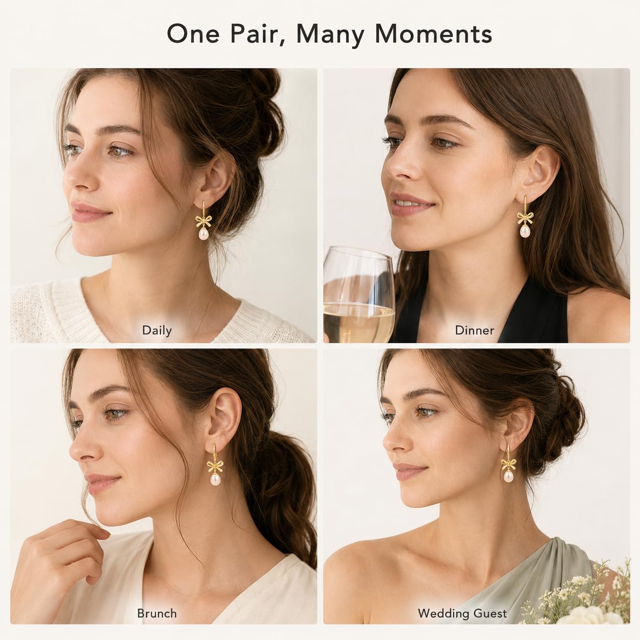 Pearl Drop Earrings for Women, Gold Plated & 925 Sterling Silver, Pink & White Dangle Earrings, Dainty Cute Elegant Bridal Wedding Gift for Her