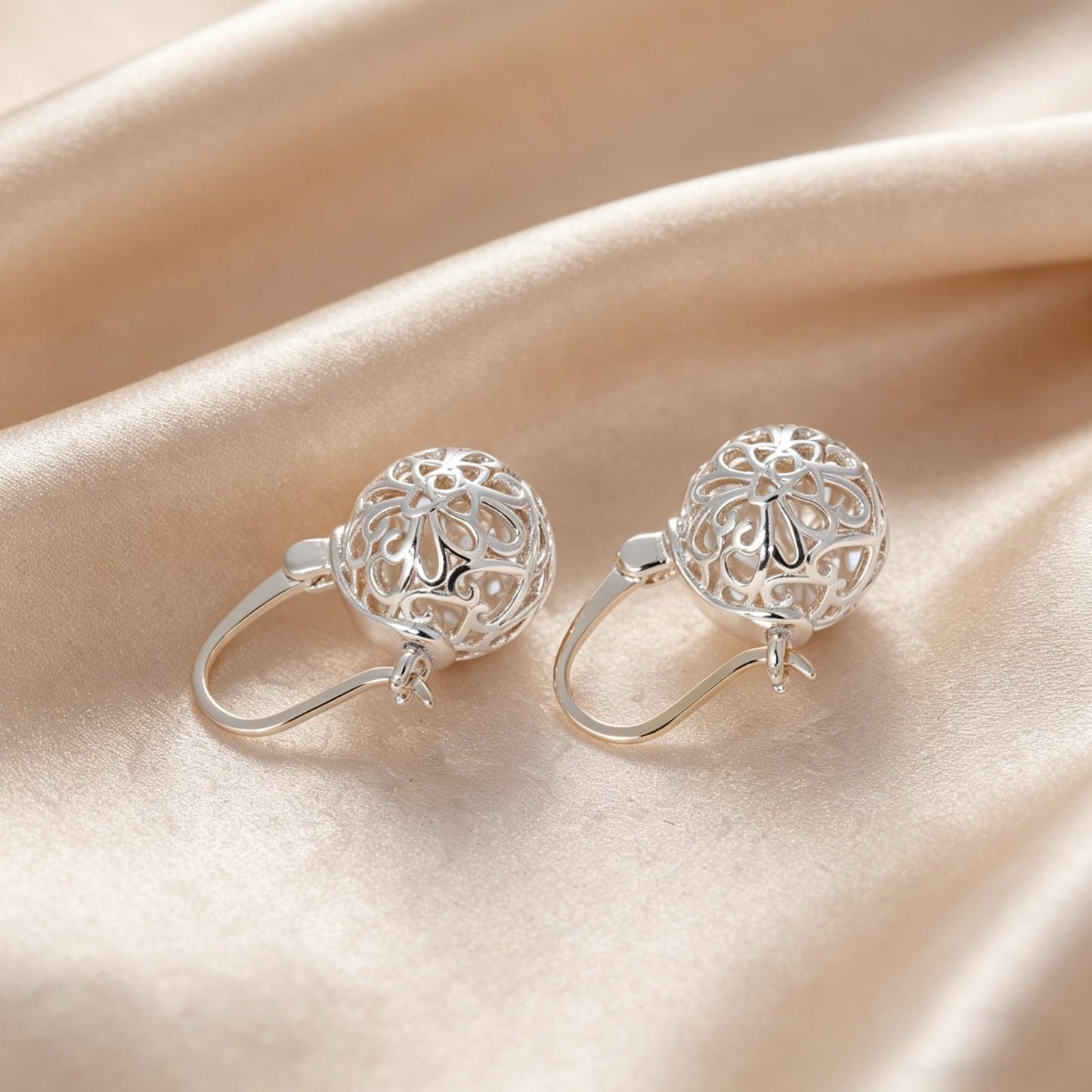 OwMell Elegant 925 Sterling Silver Pearl Drop Earrings Dangle Stud Silver Plated Earrings for Women Large Size 12mm - Celtic Knot Silver