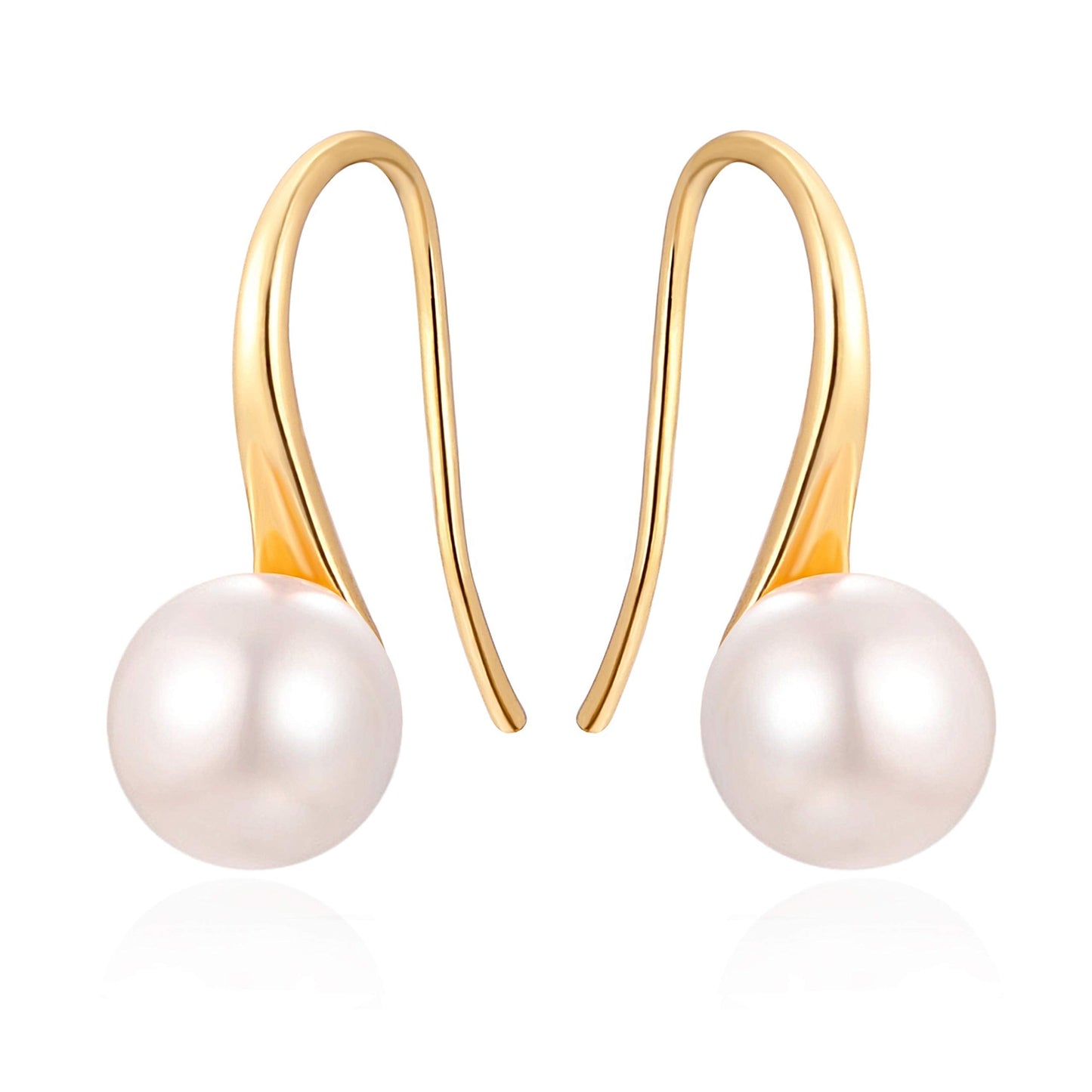 18K Gold Plated 925 Sterling Silver Hoop Freshwater Cultured Pearl Drop Dangle Earrings for Women Fashion Handmade Jewelry for Bridesmaids Gifts