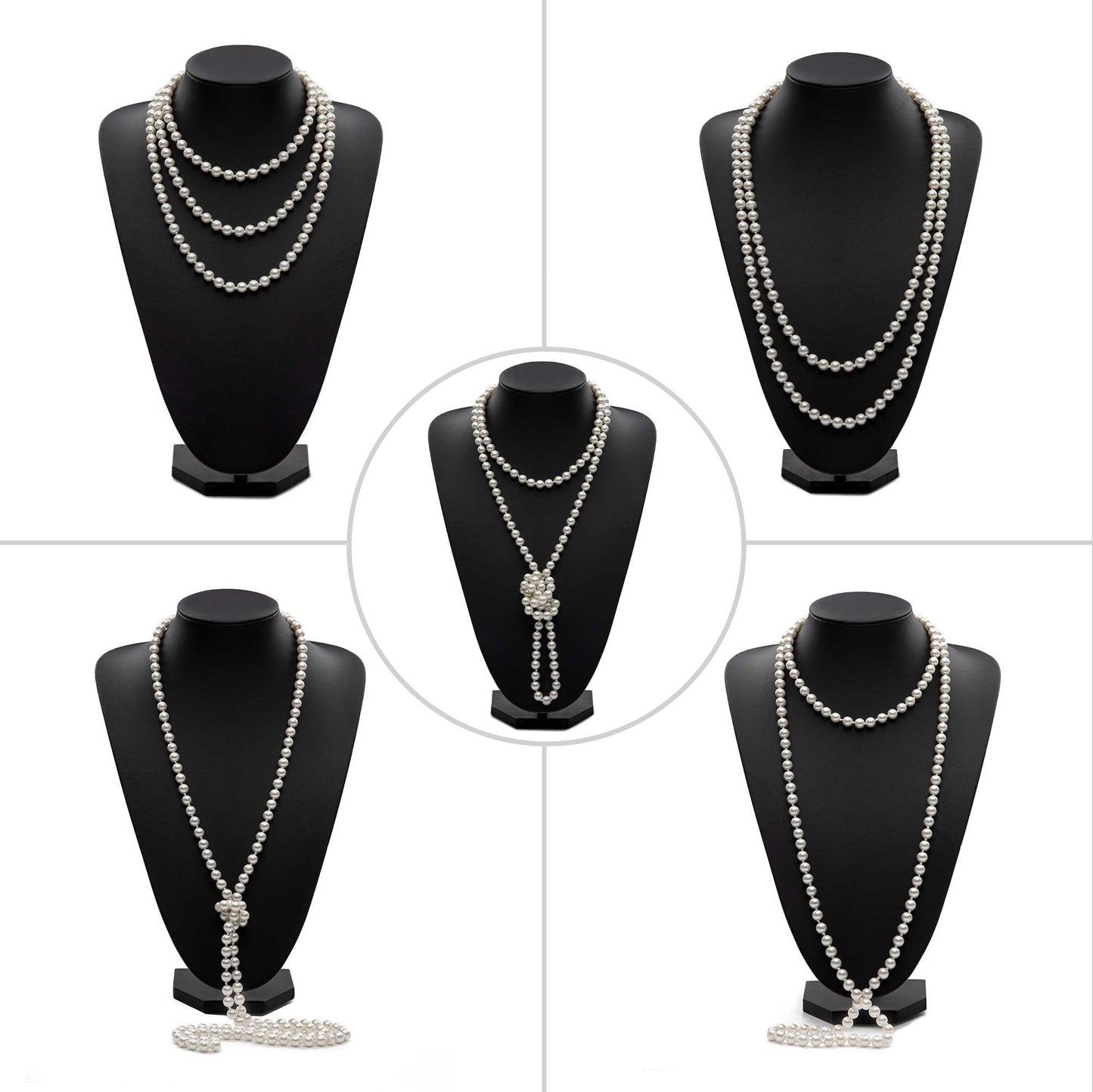 BABEYOND Long Pearl Necklace Faux Pearls Necklace Set Beaded Long Pearls Necklace 1920s Gatsby Costume Jewelry