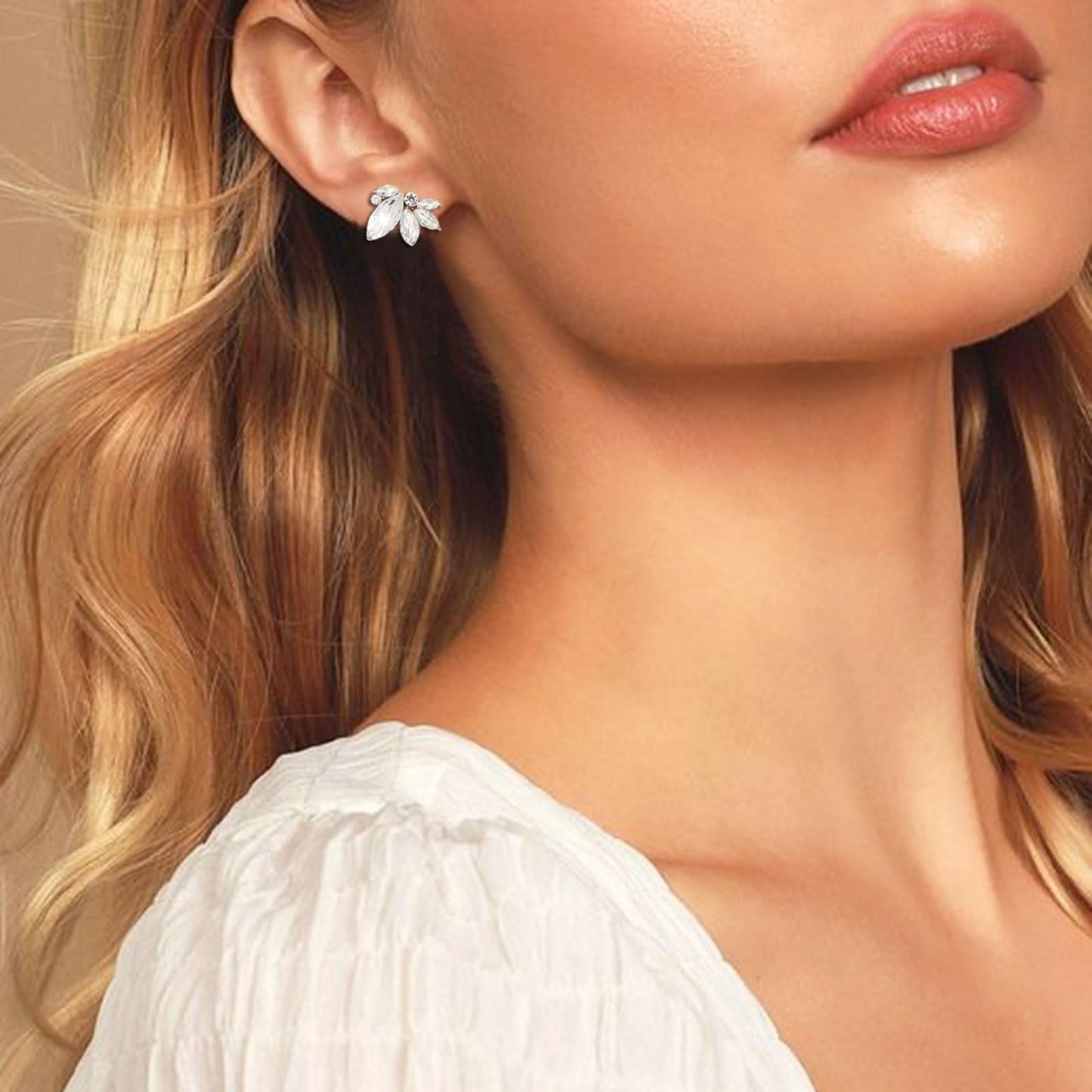 Rhinestone Drop Earring Sparkly Wedding Earrings for Women Prom Party Faux Crystal Stud Earrings