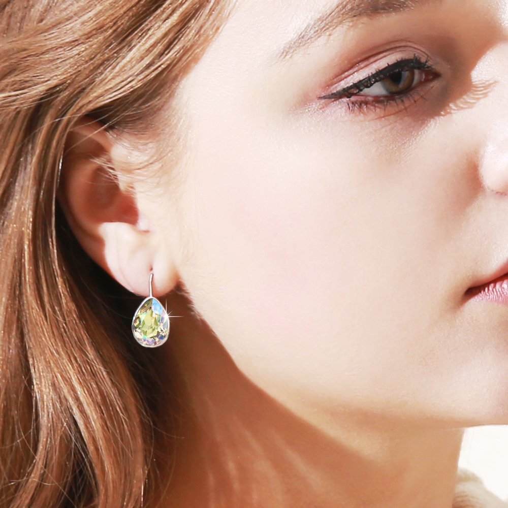 Xuping Jewelry Fashion Huggies Crystal Earring for Women (Apple Green)