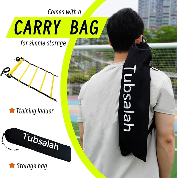 20ft Adjustable Agility Ladder with Carry Bag – Football Training Equipment & Speed Ladder for Soccer, Basketball – Agility Training Equipment for Footwork Drills