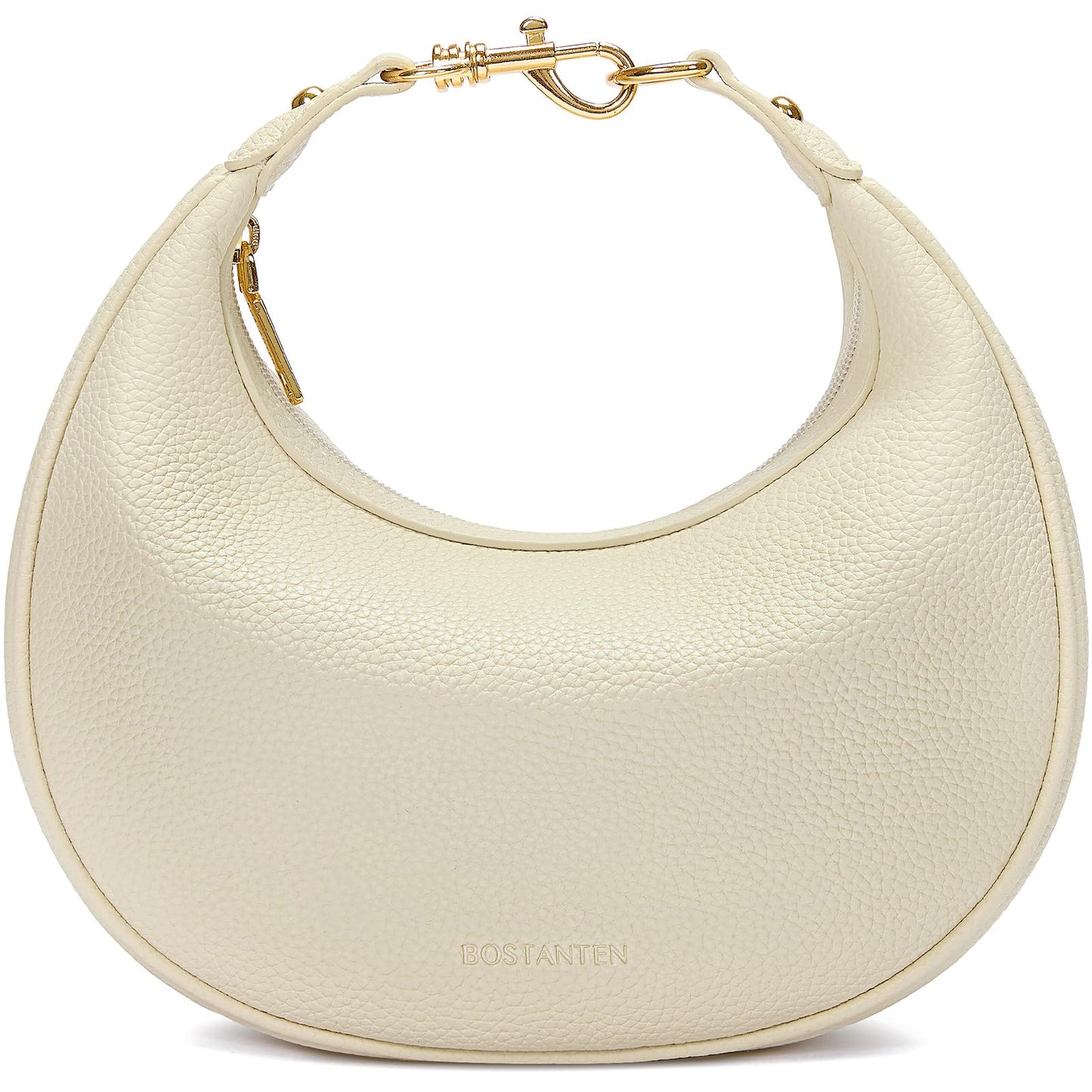 BOSTANTEN Crossbody Purse Small Crescent Shoulder Bags for Women Vegan Leather Clutch Handbag Removable Strap Beige