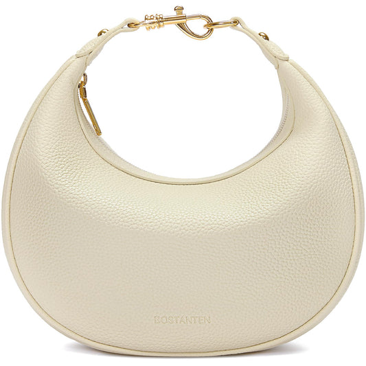 BOSTANTEN Crossbody Purse Small Crescent Shoulder Bags for Women Vegan Leather Clutch Handbag Removable Strap Beige
