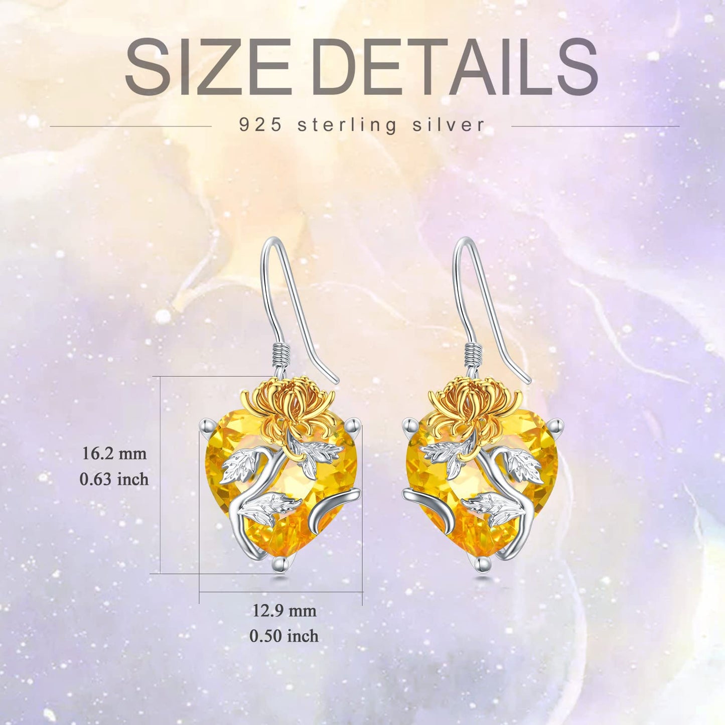 TOUPOP Citrine November Birthstone Earrings 925 Sterling Silver November Birth Flower Chrysanthemum Earrings Jewelry Birthday Mothers Day Gifts for Women Mom Her